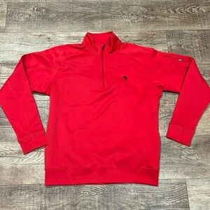 SPORT-TEK| red fleece lined warm 1/4 zip pullover/sweatshirt/shirt